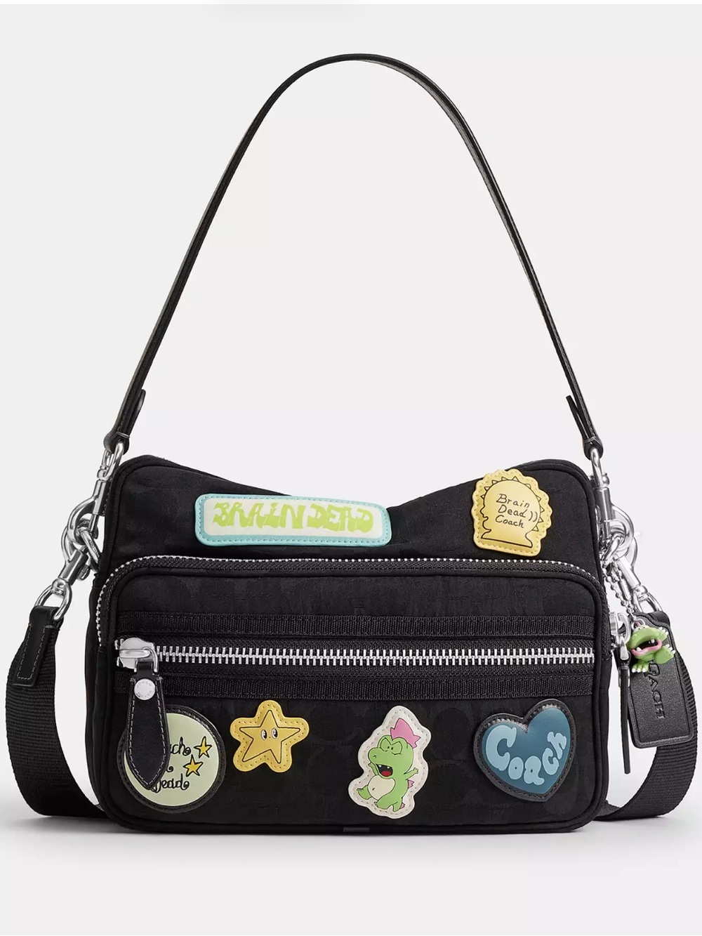🦖 COACH Brain Dead Dakota Crossbody Bag In Signature Nylon With Patches 🦖 NWT 🦖